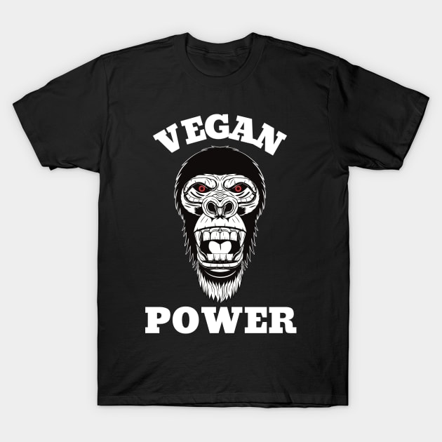 Vegan Power Workout, Gorilla Head T-Shirt by micho2591